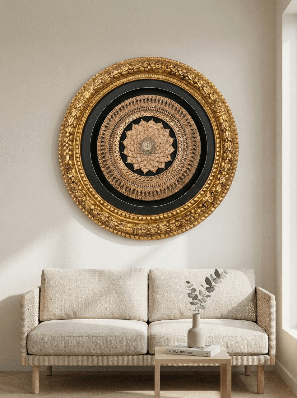 3 Boyutlu Lüks Rölyef Tablo: Allah Lafzı ve Esmaül Hüsna - detay