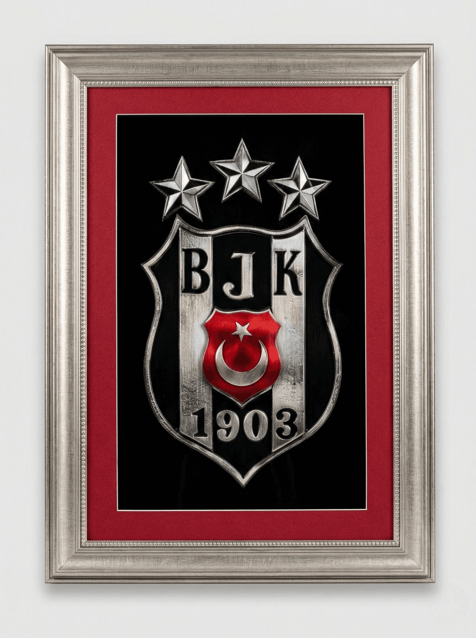 3 Boyutlu Lüks Beşiktaş Logolu Katmanlı Rölyef Tablo