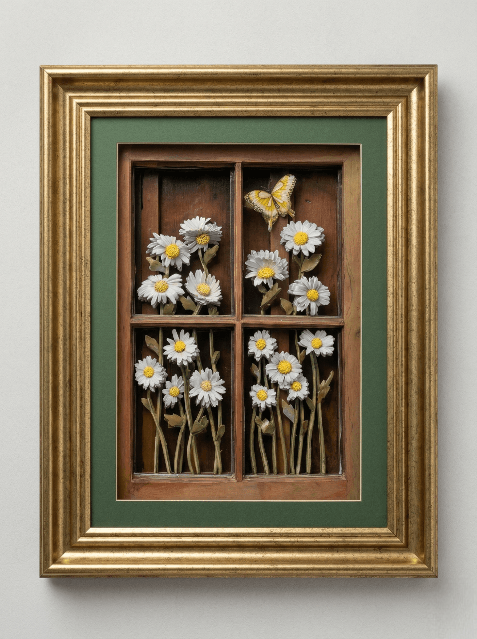 3 Boyutlu Papatya ve Kelebekli Rölyef Tablo